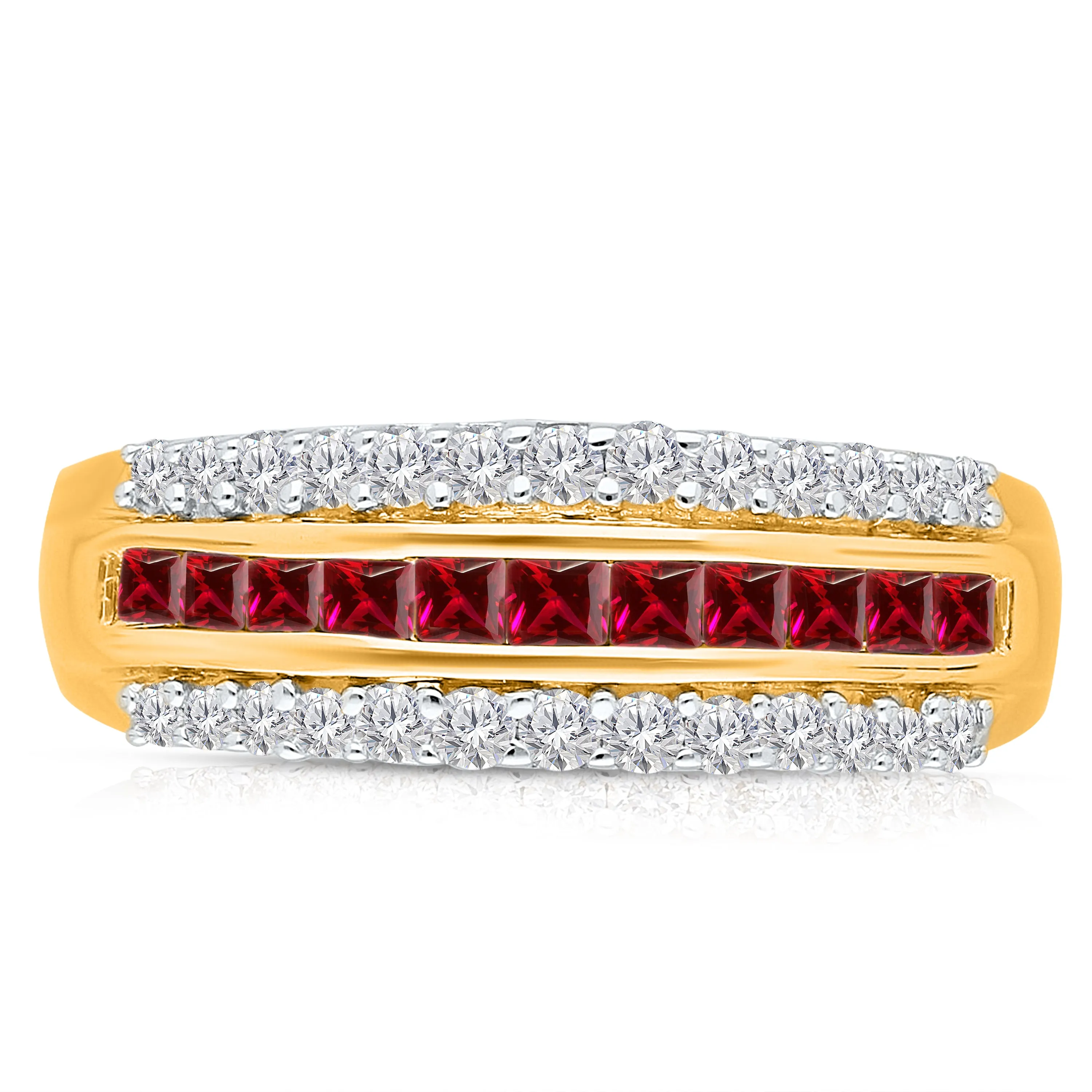 Yellow Gold Ruby & White Diamond Legendary Ring