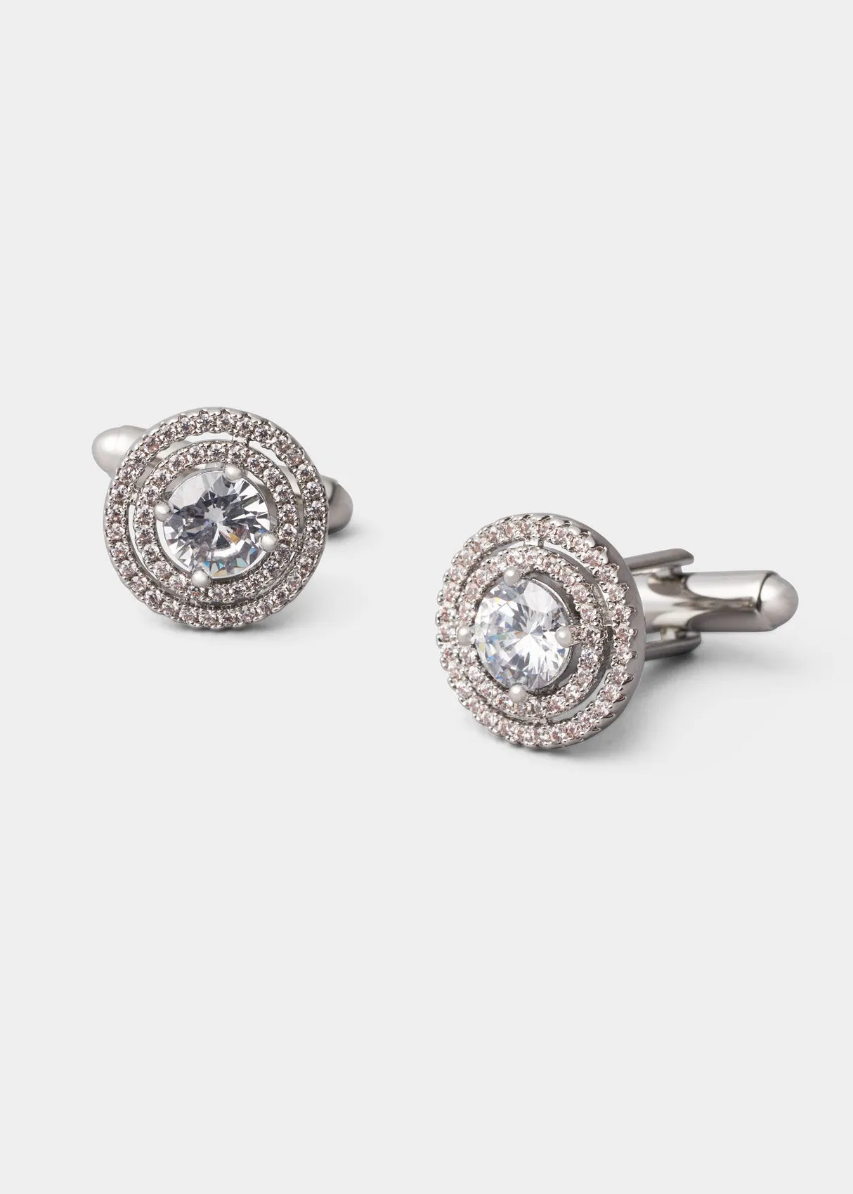 Zircon Crystal Round Cufflinks